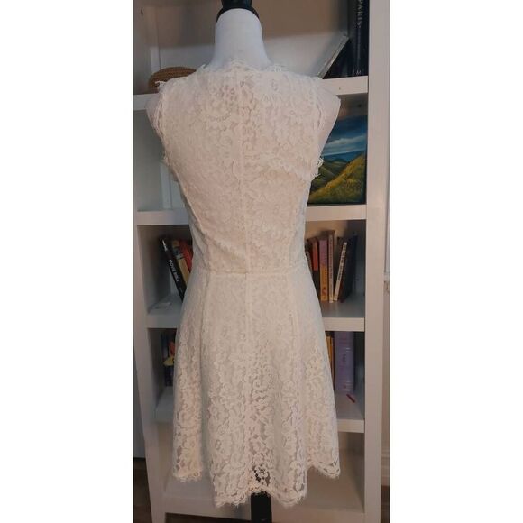 Joie Nicolina White  Mini Dress size Small Eyelash Lace V-Neck - Picture 8 of 14